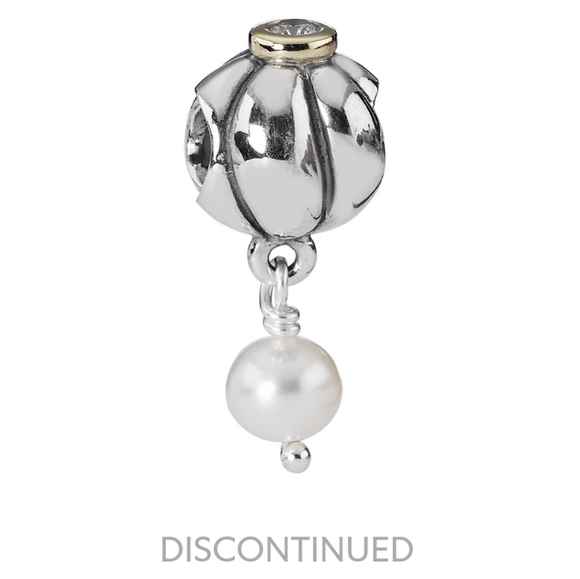 Pandora in bloom two tone dangle charm with pearl